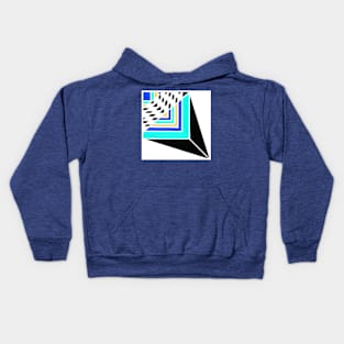 Inverted Blue Black Yellow Geometric Abstract Acrylic Painting III Kids Hoodie